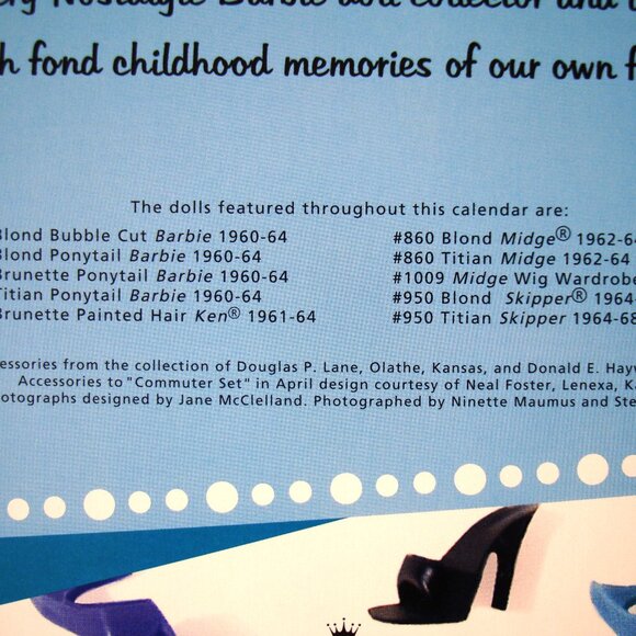 2/$10* Vintage 1995 Barbie Calendar 1960s Barbie Dolls Collectible - Picture 9 of 14
